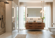 Kopalniška oprema za vsak dom – vse na enem mestu Moderna kopalnica z lesenim pohištvom - kopalniška oprema INSTAL.si