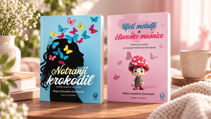 komplet knjig Ujeti metulji in človeške mušnice in Notranji krokodil